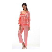 Sistina Nar - 406 - Çiçeği Saten Pijama Takımı - 1413 - - Edntrend - Beden S/m NAR ÇİÇEĞİ