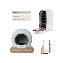 Groove Ti+ Wi-fi Akıllı Otomatik Kedi Tuvaleti Kahverengi + Petfit Meow Pure 3l Wi-fi Kameralı Akıllı Otomatik Mama Kabı Besleme Ünitesi Bundle