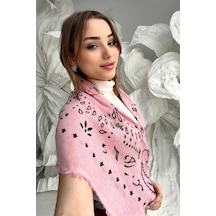Remsa Desenli Kutjen Kare Omuz Şalı 1401 Pembe