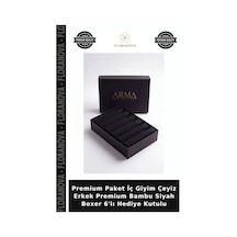 Floranova Premium Paket İç Giyim Çeyiz Erkek Premium Bambu Siyah Boxer 6'lı Hediye Kutulu Siyah-6