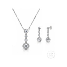 Servi 925 Ayar Gümüş Starlight Zirkon Taşlı Kolye Ve Küpe Seti-519