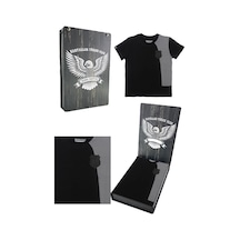 Beşiktaş Orijinal Sıfır Yaka Çocuk T-shirt Hediyelik Ahşap Kutulu Antrasit