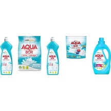 Aquabor Doğal Mineralli Bulaşık + 4kg Beyaz + Bulaşık + Tablet + Sıvı Renkliler Set