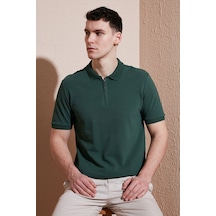 Buratti Pamuklu Regular Fit Yarım Fermuarlı Erkek Polo Yaka T Shirt 5903008 Nefti