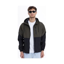 İçi Astarlı Su Ve Rüzgar Geçirmez Cepli Erkek Yağmurluk Haki - Siyah