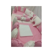 Montessori Uyku Seti 90x190 %100 Koton 8 Parça Çift Yönlü, Lastikli Çarşaf, Nevresim 155 215 Pembe
