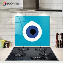 Decorita Cam Ocak Arkası Koruyucu | Nazar Boncuğu | 52cm X 60cm
