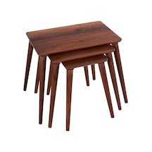 Ahşap Mdf 3 Lü Zigon Sehpa Retro Ayaklı Dikdörtgen Barok Ceviz