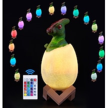 Sones Parasaurolophus Şekli Yaratıcı Dokunmatik 3d Dekoratif Gece Lambası, 16 Renkli Okşama Uzaktan Kumanda Versiyonu Çok Renkli