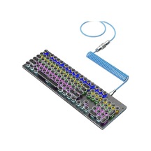 Pazly Hxsj H-1 Mekanik Klavye Type-c Uzatılabilir Spiral Nilon Örgü Kablo Mavi