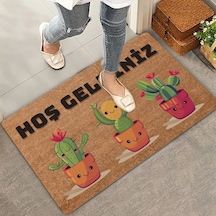 Valerine Life Opuntia Tavşan Kulağı Üçlü Sevimli Kaktüsler Hoş Geldiniz Kapı Önü Paspası 45x70cm