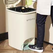 8/10/15/20l Mutfak Çöp Kutusu Paslanmaz Çelik Pedallı Geri Dönüşüm Çöp Tenekesi Banyo Ticari Kapaklı Dar Tip Su Geçirmez Çöp Kutusu 15l A Cream White