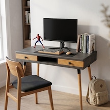 Mobenta Modest Desk: Masif Çalışma & Laptop Masası 2 Çekmece 1 Bölme - 120x60 An-tk Antrasit-ahşap