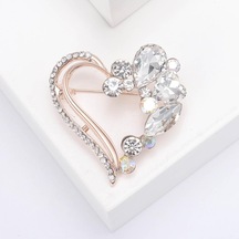 Altın Blucome Güzellik 2 Renkli Kalp Kadınlar Için Tasarımcı Rhinestone Aşk Kalp Broş Parti Ofis Broş Pin Hediyeler Altın