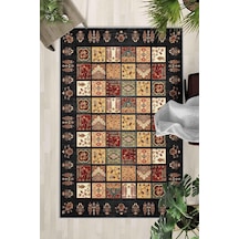 Kaymaz Taban Yıkanabilir Halı Mutfak, Salon, Yatak Odası İçin Modern Dijital Baskı Halı Slnhalı34 - 0140 Çok Renkli
