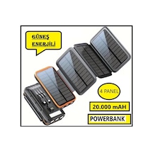 Güneş Enerjili 20000 Mah Powerbank Solar 4 Panel Su Geçirmez Hızlı Pd 20w Hızlı Şarj