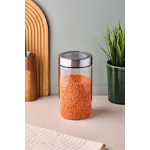 Cassetto 1100 Ml Paslanmaz Çelik Kapaklı Borosilikat Cam Kavanoz 10x18 Cm Seffaf Şeffaf