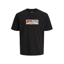 Jack & Jones Erkek Gögüs Baskili Regular Fit Bisiklet Yaka Tisört - Trace - 12308030 Siyah