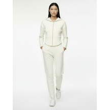 Koton Şardonlu Kapüşonlu Slim Fit Fermuarlı Korse Detaylı Crop Hırka Ekru 6wal90041ık Ekru