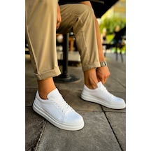 Mn979 - Santoni Crt Spor Erkek Ayakkabı Beyaz Beyaz