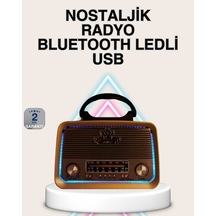 Ahşap Nostaljik Radyo Bluetooth Usb Sd Kart Destekli -