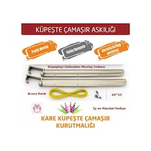 Balkon Çamaşır Kurutma Askısı Dikdörtgen Küpeşte 60X25 Bronz