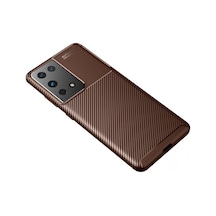 Buradabulabilirsin Samsung Galaxy S21 Ultra Uyumlu Kılıf Auto Focus Karbon Kapak - Kahverengi Bbz