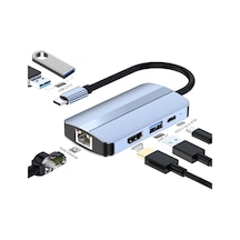 Junsunmay 6'sı 1 Arada Type-c - 4k Hdmı / Ethernet Yerleştirme İstasyonu Adaptörü Usb-c Hub Çoklu Bağlantı Noktası Dönüştürücü