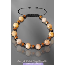 Sertifikalı Doğal Gerçek Kalsit Taşı Bileklik - Ayarlamalı Çok Renkli