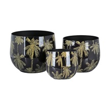 Lucky Art Palm Breeze Dekoratif 3lu Saksı Seti Lyvu 014 Siyah