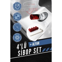 Renkli 4 Lü Sibop Kapak Seti Araba & Motosiklet Uyumlu, Alüminyum, Hava Kaçağını Önler - Kırmızı