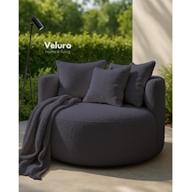 Miz Berjer & Puf & Armut & Tekli Koltuk & Dinlenme Koltuğu - Koyu Gri Koyu Gri