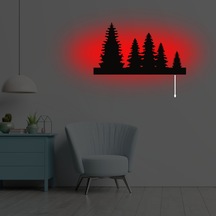 Erva Ledli Dekoratif Metal Aplik Çam Ağacı Kırmızı Işık