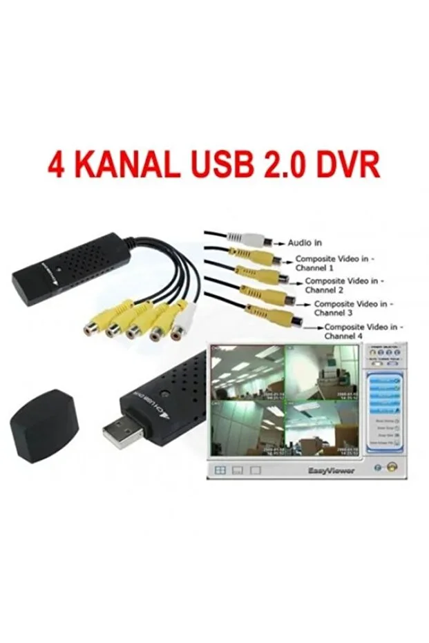 Easycap Capture Kamera Uydu Tv Den Pc Kayıt Kartı 4 Kanal Ses Dönüştürücü Kayıt Kablosu Usb Dvr 4ch Çevirici Dönüştürücü