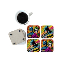 Batman Ve Joker Dekoratif Ahşap Bardak Altlığı Seti 086 Çok Renkli