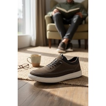 Enoch Hakiki Deri Dikişli Erkek Sneaker Ayakkabı Ortopedik Taban Siyah