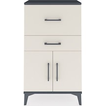 Arges Komodin Tek Raflı 2 Çekmeceli 2 Kapaklı 60x30x106 Antrasit-aytaşı Antrasit