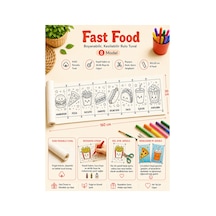 Boyanabilir Kesilebilir Rulo Tuval Fast Food 8 Model Çocuk Etkinlik Seti 160x30 Cm