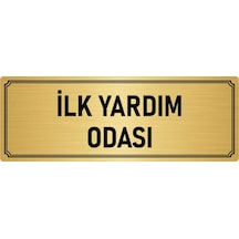 Metal Yönlendirme Levhası, Departman Kapı İsimliği İlk Yardım Odası 10x20 cm Altın Renk