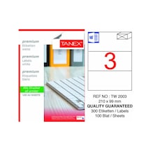Tw-2003 210x99mm Laser Etiket 100 Lü