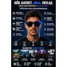 Akıllı Gözlük Kameralı Mikrofonlu Hızlı Şarj Yapay Zeka Akıllı Çeviri 8mp Bluetooth Çok Renkli