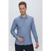 Efor G 1523 Slim Fit Mavi Spor Gömlek Mavi
