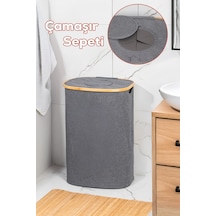 Porsima Mio-101 Bambu Banyo Kirli Çamaşır Sepeti Banyo Düzenleyici Sepet 44x66 Cm Renkli