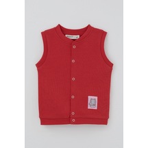 Breeze Kız Bebek Yelek Çıtçıtlı Sevimli Kedicik Armalı 4 Ay - 1 Yaş , Mercan
