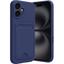 Apple  Uyumlu  iPhone 16 Kılıf Kelvin Kartvizitli Silikon Lacivert
