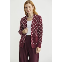 Sementa Logolu Cep Detaylı Oversize Triko Hırka - Bordo Bordo