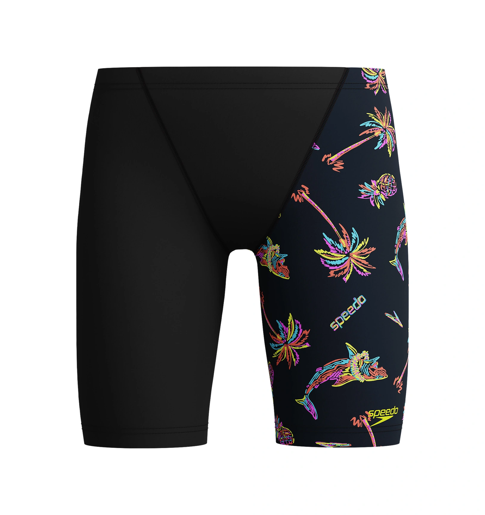 Speedo Printed V-cut Jammer Erkek Çocuk Yüzücü Mayosu Siyah