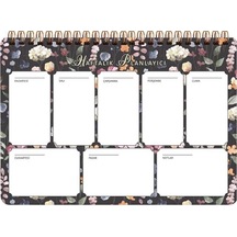 Spiralli Planner Siyah Çiçek 17x24