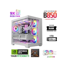 Xaser Lexus X690 White R7-7800X3D 32 GB 1 TB M.2 NVMe SSD 16 GB RTX5060Ti Free Dos Masaüstü Oyuncu Bilgisayarı