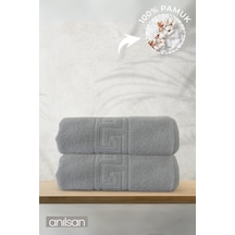 2'li Gri Greek Banyo Havlusu - 70x140 Cm, 490 Gr, %100pamuk, Spa Ve Otel Havlusu Gri